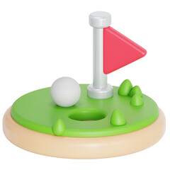 Golf hole flag 3D illustration