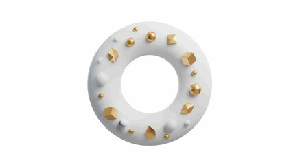 Minimalist Donut with Golden Geometric Shapes