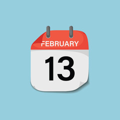 February thirteenth day calendar page icon template for event organization deadline schedule