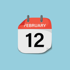 February twelfth day calendar page icon template for event date reminder scheduling