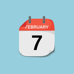 February seventh day calendar page icon template for planning appointment date reminder