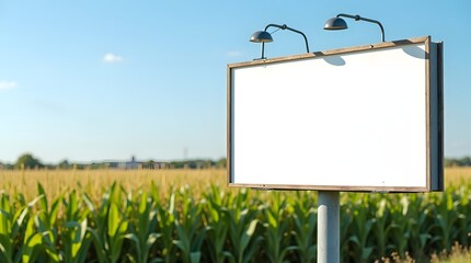 Commercial Display Mockup: Blank Billboard in Corn Field Environment