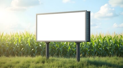 Commercial Display Mockup: Blank Billboard in Corn Field Environment