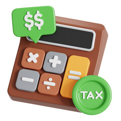 Tax calculator 3D illustration