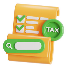 Tax asset list 3D illustration