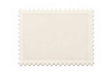 Blank postage stamp template with perforations, vintage paper texture, empty space for picture or text
