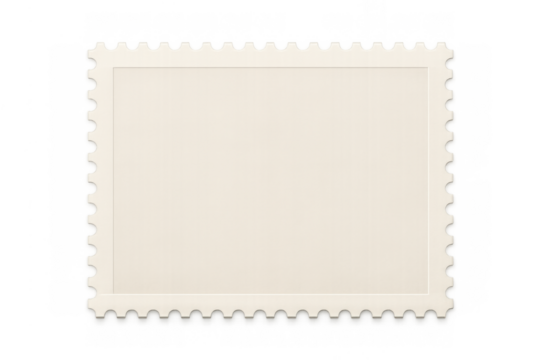 Blank postage stamp template with perforations, vintage paper texture, empty space for picture or text