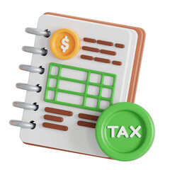 Tax record book 3D illustration