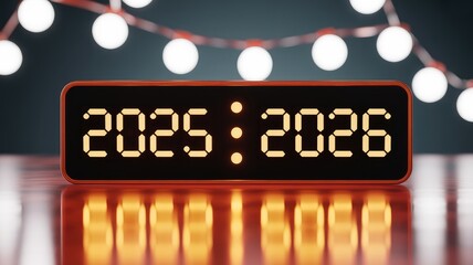 Celebrate the New Year with a Glowing 2025-2026 Countdown, Perfect for Holiday Promotions and Festive Backgrounds, Evoking Joy and Anticipation