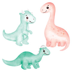 Cute Pastel Dinosaur Clipart Set
