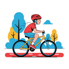 Fototapeta premium Kid Riding Bicycle – Outdoor Activity Vector
