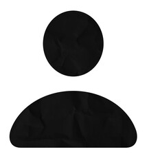 Black crumpled paper user profile icon isolated