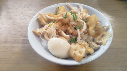 chicken porridge the traditional streetfood in Indonesia
