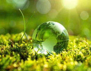 Glass Globe Resting on Lush Green Moss