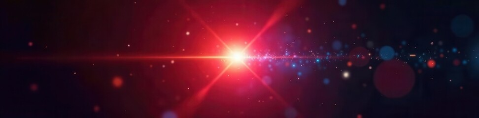 Intense, realistic digital lens flare Bright, multicolored rays on black , photo, burst, design