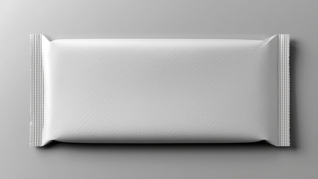 High-Resolution Photorealistic Mock-up of Matte Flow-Pack Packaging with Subtle Embossed Texture