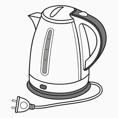 Electric kettle with water level indicator isolated on
