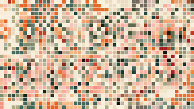 Retro autumnal color palette square tile mosaic grid abstract background