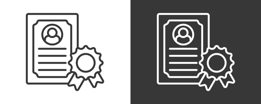 Qualification Icon Set Vector Collection Isolated In Black And White