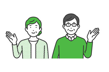 案内,私服高齢男女