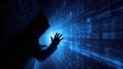 The Digital Shadow Hacker Stealthily Manipulating Information Streams Exploring the Virtual Realm of Cyber Threats and Data Security Concepts