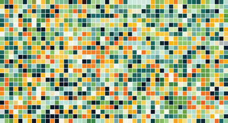 Warm and fresh color pixelated grid with geometric square shapes as abstract background