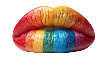 Rainbow Lips: Boldly painted lips showcase a vibrant spectrum of colors, symbolizing diversity, inclusivity, and the beauty of self-expression.