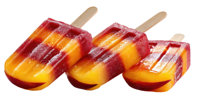 Summer Pops: A colorful trio of refreshing frozen treats, a playful explosion of fruity delight, perfect for beating the summer heat and invoking sweet memories.