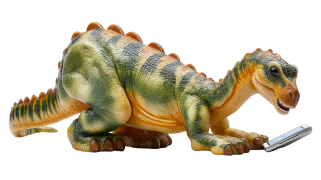 Dinosaur figurine toy: A detailed figurine of an ancient dinosaur, posed with the charm of a bygone era. Capturing a sense of prehistory