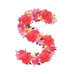 Vector floral letter, capital character S