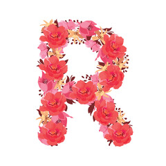 Vector floral letter, capital character R