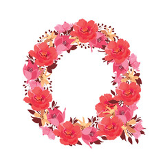 Vector floral letter, capital character Q