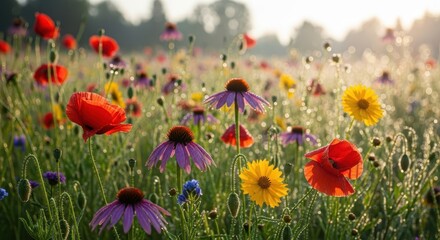 Blooming Wildflower Field in Spring