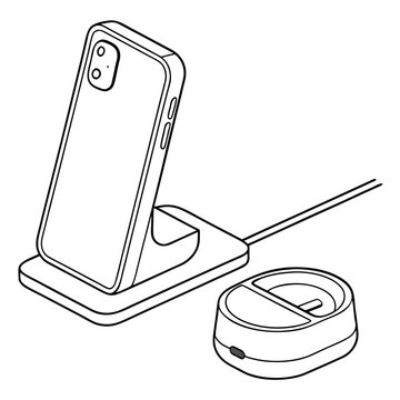 Wireless charging station for smartphone and watch isolated on