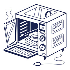 A microwave oven with an open door isolated on