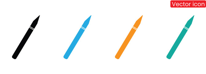 Set of Ball Pen template flat and line icons on transparent background, flat design vector illustration, office supplies concept,Modern pens in vibrant colors for writing and design,
