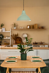 Served table in modern dining  room