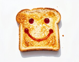 Smiling Toast with Cherry Jam Face