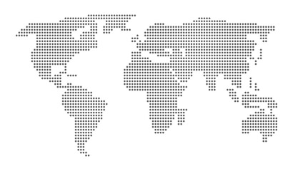 Dotted World Map. Global Geography Vector. Halftone
