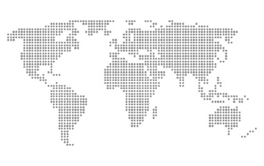 Dotted World Map. Global Geography Vector. Halftone