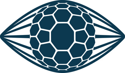Fototapeta premium Geometric Eye Vector Icon with Hexagonal Sphere and Wireframe Structure Surveillance and Technology Logo.