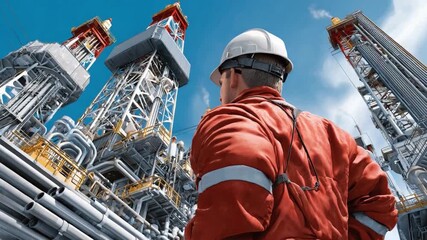 Industrial Oversight: A dedicated professional surveys the sprawling industrial landscape, ensuring operational efficiency and safety amidst a backdrop of towering infrastructure. 