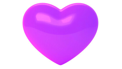 A glossy, three-dimensional purple heart floats against a stark black background
