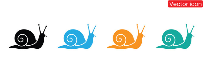 Fun colorful snail icons for kids projects and cute designs,Snail silhouette vector isolated on white background. © Welcome