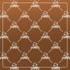 Seamless pattern on a brown background with flooded house icons. Line design for posters, social media, and banner templates.
