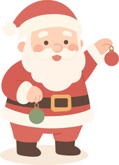 Illustration of Santa Claus Holding Ornaments