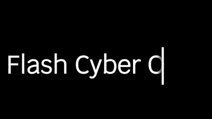 Flash cyber offer text in white on a black background with a vertical line on the right side