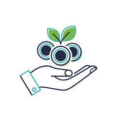 Hand Holding Growing Plant on Coin Stack Vector Illustration