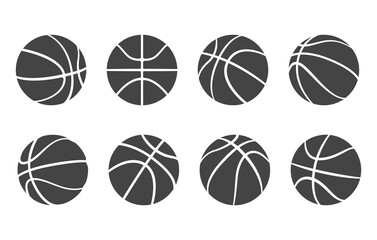 Basketball silhouette icons set, Basketball ball designs, A collection of black basketball silhouette, Basketball SVG bundle.