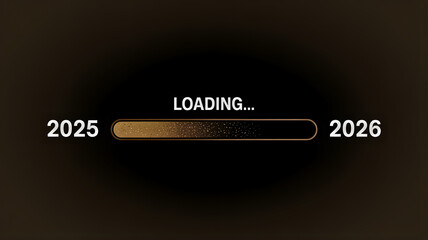 Anticipating the dawn of a new era, a sleek digital loading bar signifies the ongoing progression from 2025, building excitement for the opportunities of 2026